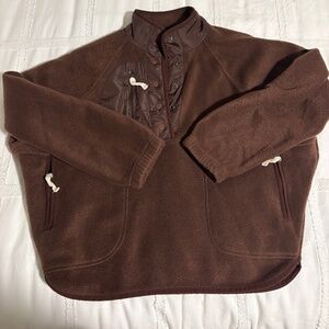 THREAD + SUPPLY Brown Quarter-Zip Fleece – Size S – Lightly Worn